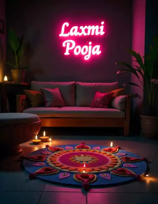 Beautiful handmade diya setup for Laxmi Pooja during Diwali | Handmade Laxmi Pooja Room Decor with Diwali Diyas | Diwali Festival Decoration | Decorations Guru