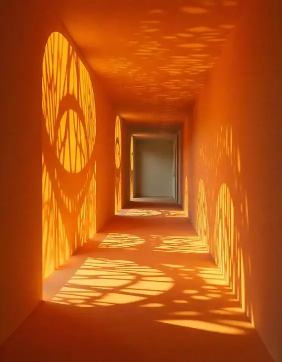 Diwali corridor lighting creating intricate shadow patterns | Decorative Diwali Light Shadow Play Corridor | Festival Light Decorations | Decorations Guru