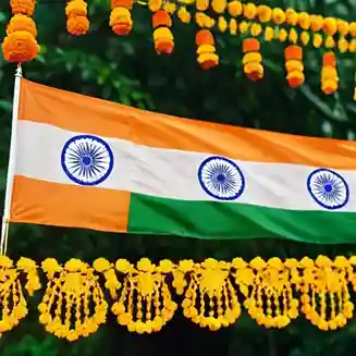 Indian Flag Decoration with Marigold Garlands