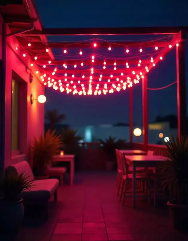 Rooftop adorned with vibrant Diwali lights | Diwali Rooftop Lighting | Outdoor Diwali Decorations | Decorations Guru