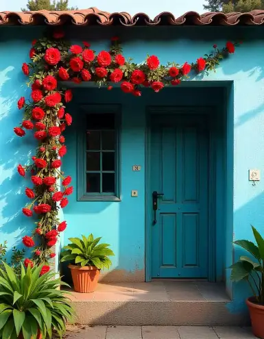 Beautiful red floral archway decoration on the entrance for Diwali | Floral Archway Diwali Door Decor | Outdoor Festival Decorations | Decorations Guru